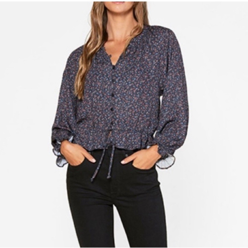 NWT Outerknown Poet Blouse Salt Marquita Women's XS Floral 129.99